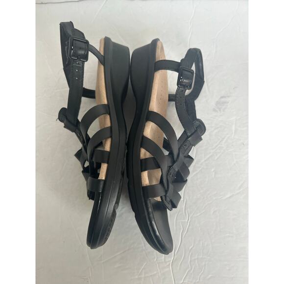 Clarks Collection Loomis Katey Black Leather Strappy Low Heel Comfort Sandals 8 - Picture 6 of 12